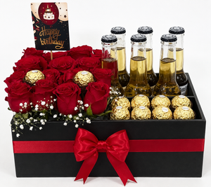 Caja Cumpleaños con Cerveza y Rosas