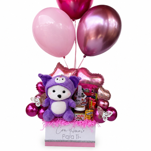 Caja Cumpleaños Rosada con Peluche