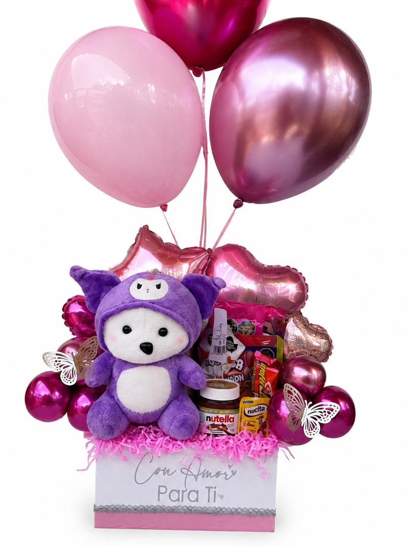 Caja Cumpleaños Rosada con Peluche - Image 1