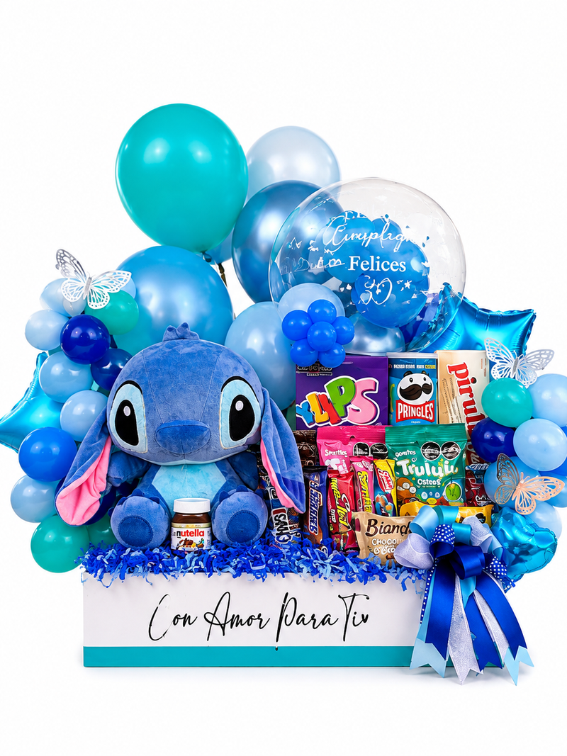 Caja Cumpleaños Azul con Peluche - Image 1