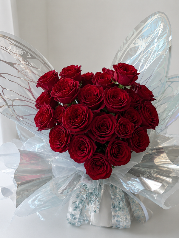 Bouquet Mariposa Rosas Rojas