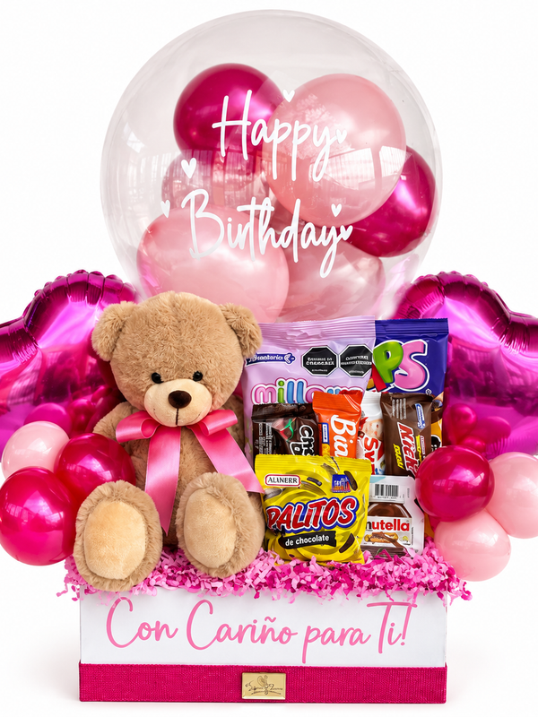 Caja Cumpleaños con Oso y Dulces