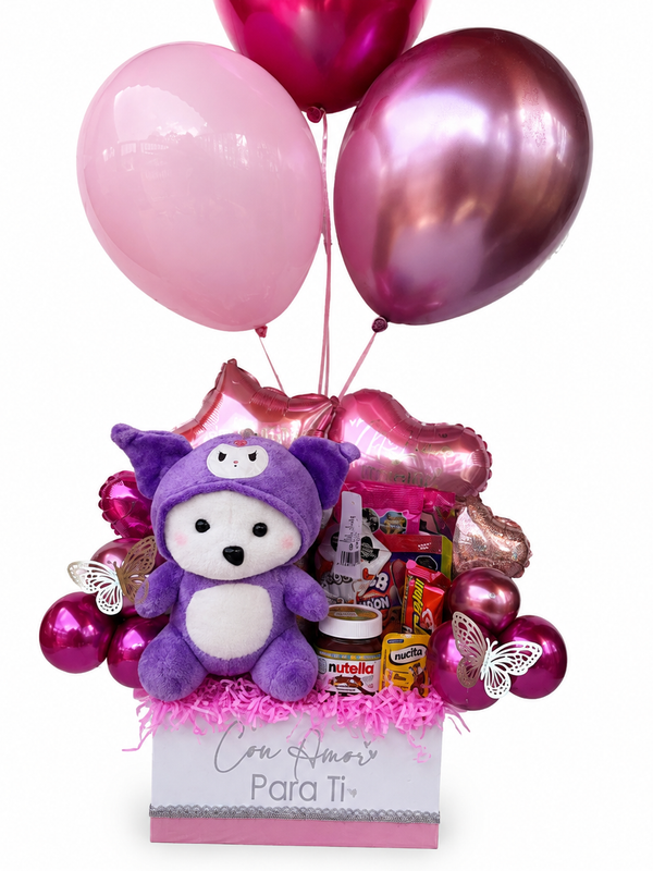 Caja Cumpleaños Rosada con Peluche