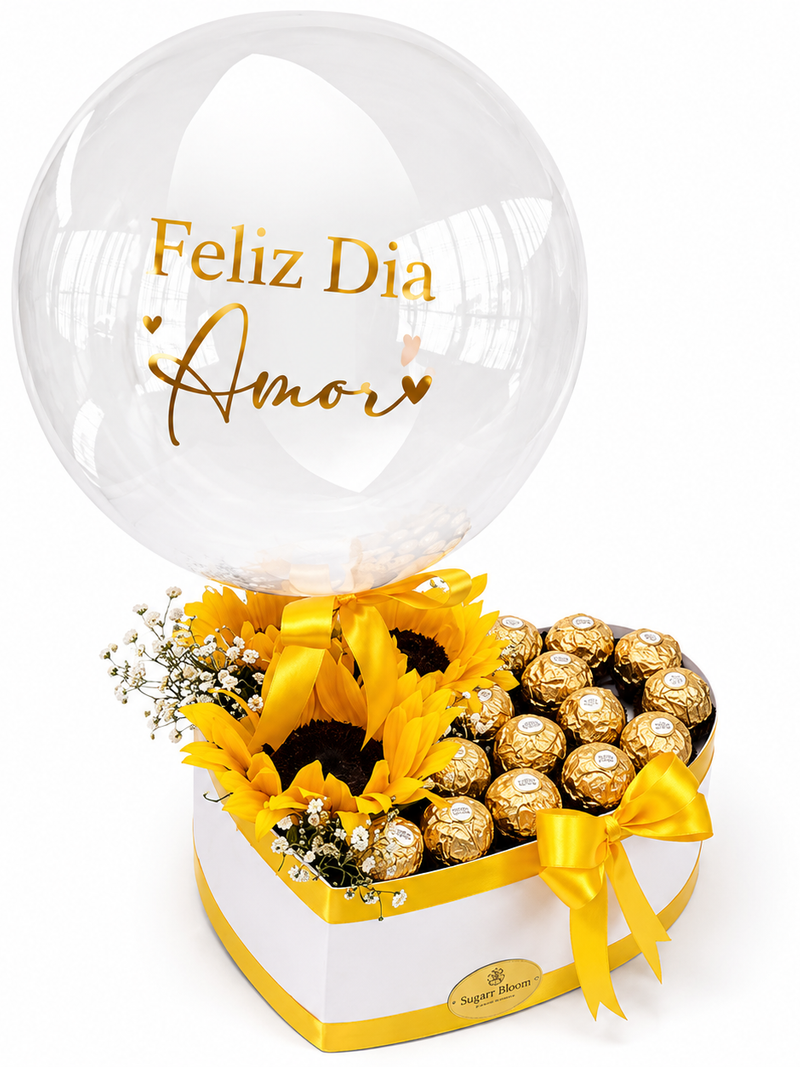 Caja Corazón Girasoles y Ferrero - Image 1