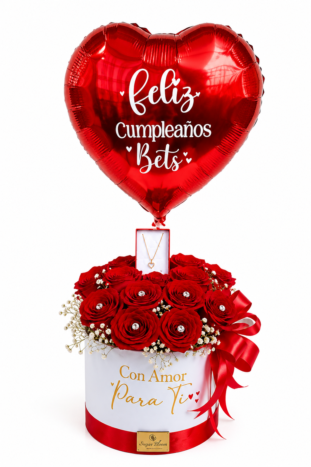 Sombrerera Cumpleaños Rosas Rojas - Gallery 1