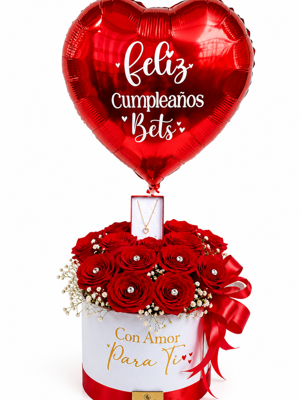 Sombrerera Cumpleaños Rosas Rojas