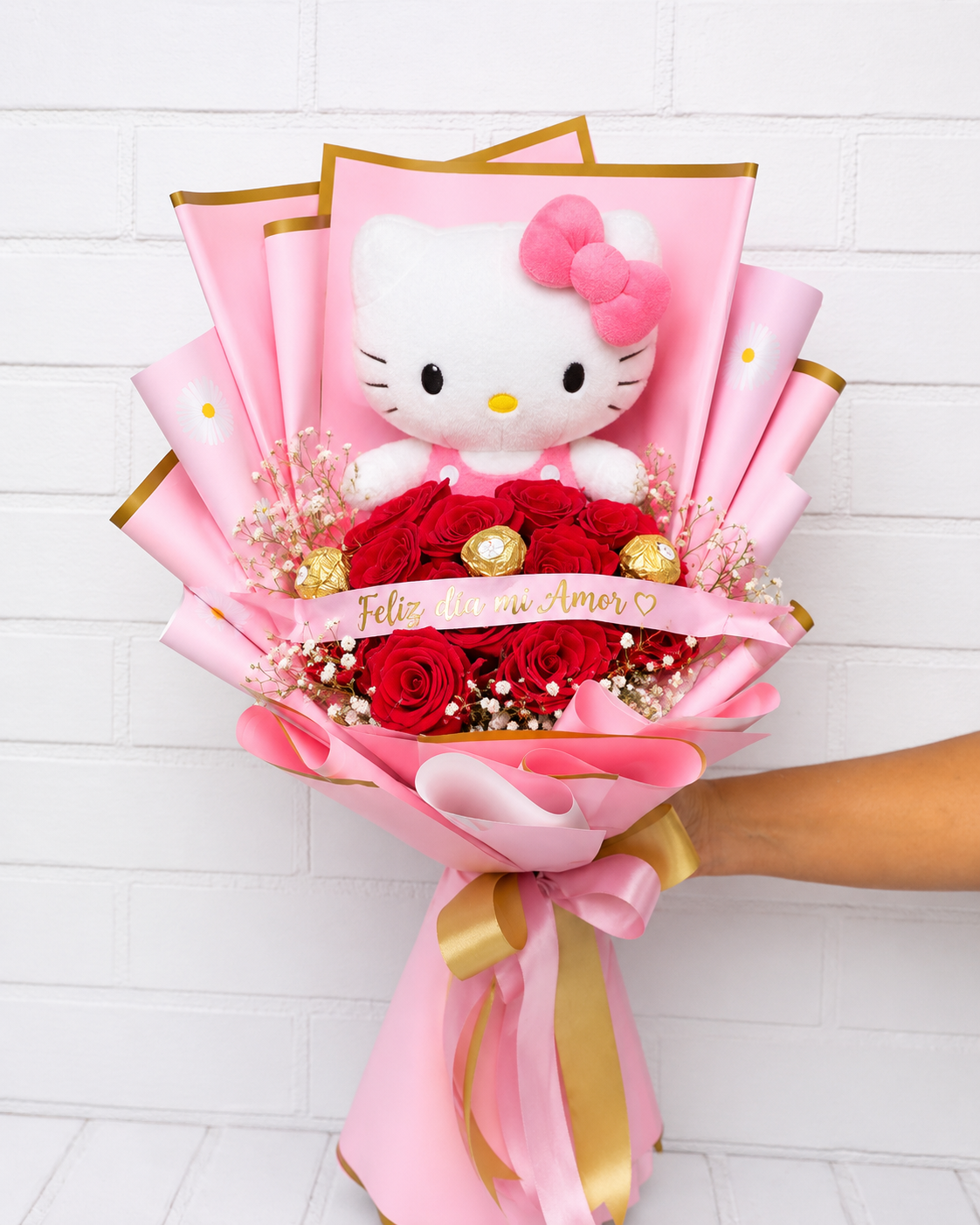 Ramo Rosado con Peluche y Ferrero - Gallery 1