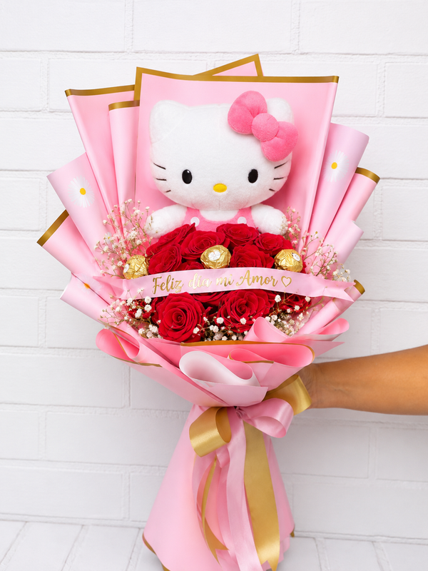 Ramo Rosado con Peluche y Ferrero