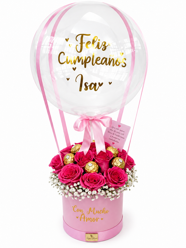 Sombrerera Cumpleaños Rosas Fucsia