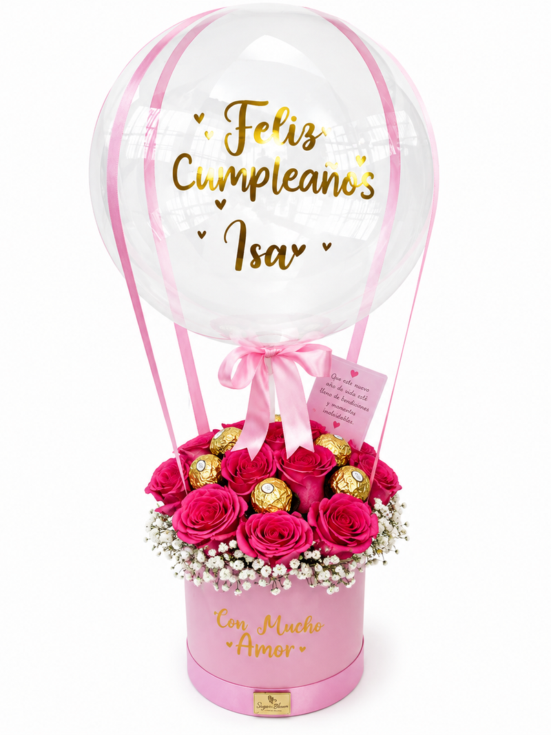 Sombrerera Cumpleaños Rosas Fucsia - Image 1
