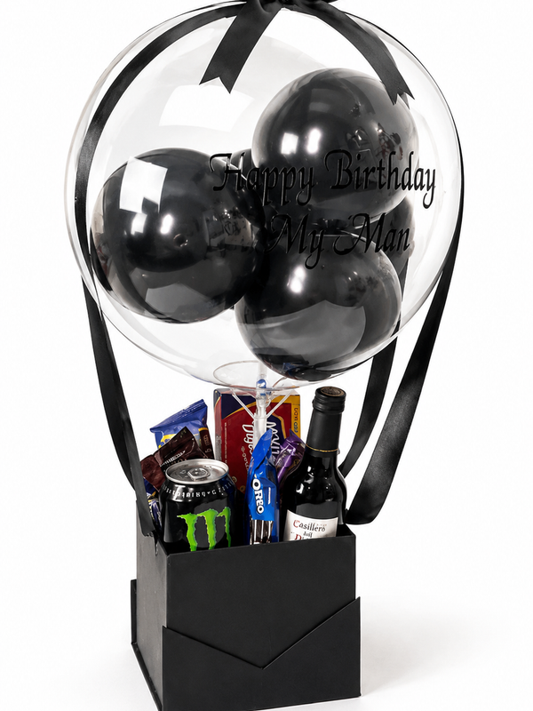 Caja Cumpleaños Negra con Licor