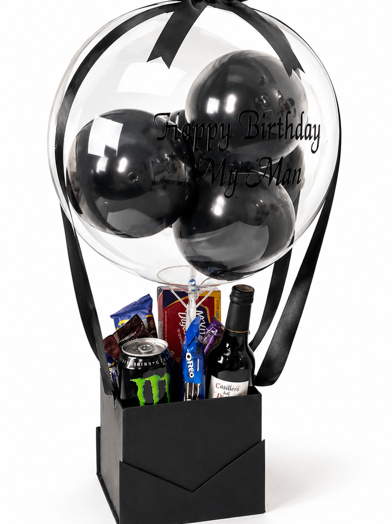 Caja Cumpleaños Negra con Licor - Image 1