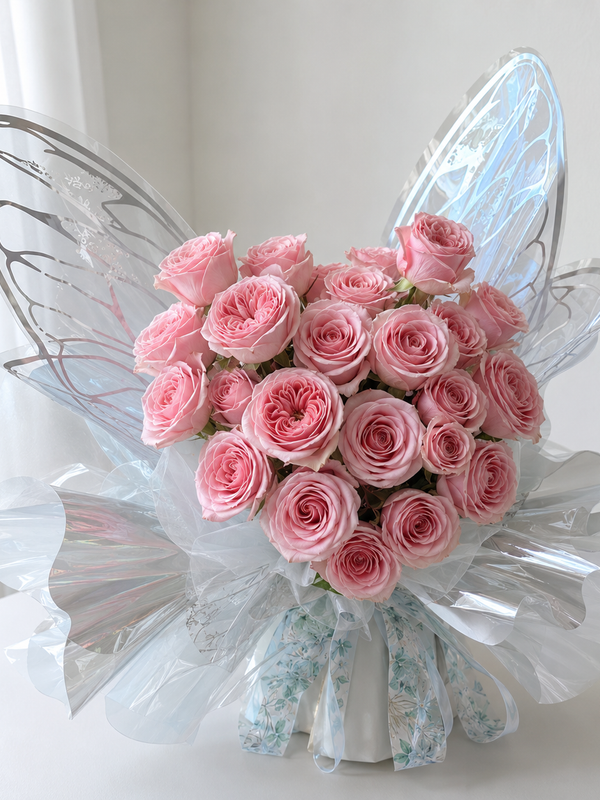 Bouquet Mariposa Rosas Rosadas