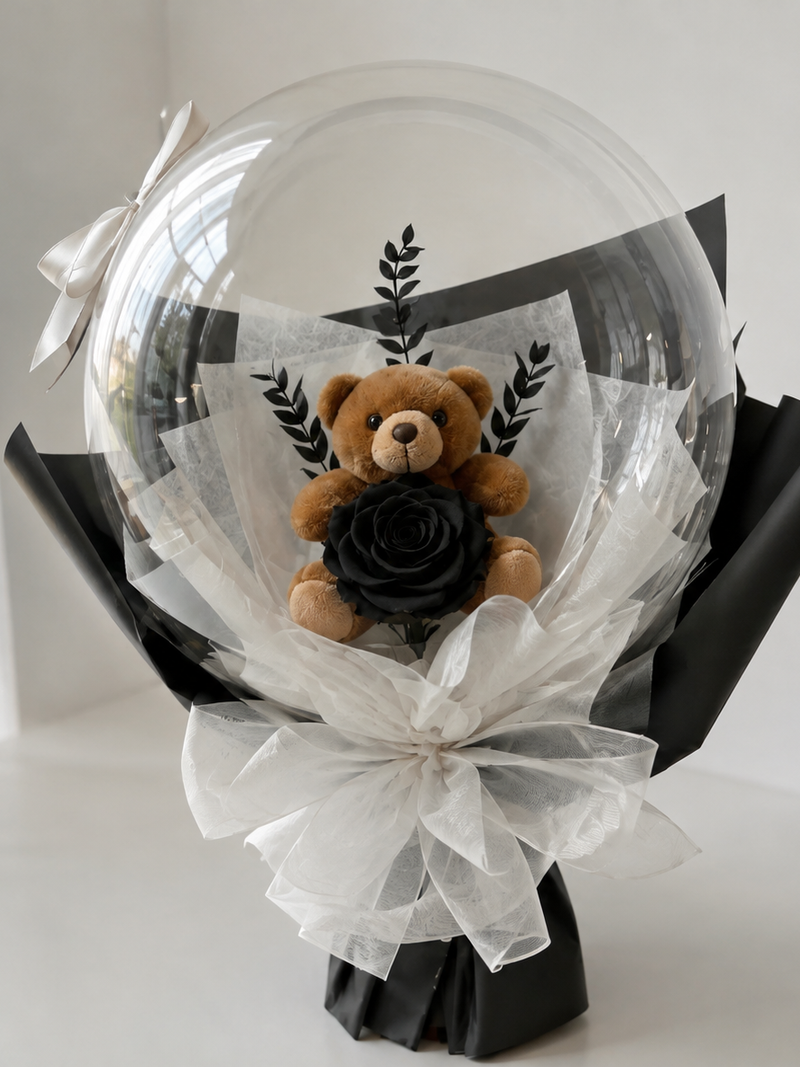 Ramo Burbuja Negro con Oso - Image 1
